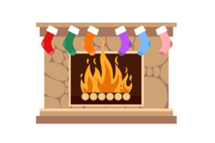 Christmas Stockings Hanging from Fireplace
