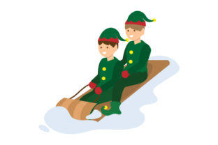 Elves in Toboggan: A Festive Graphic Design Asset