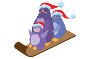 Penguins in Santa Hats for Christmas Vibes