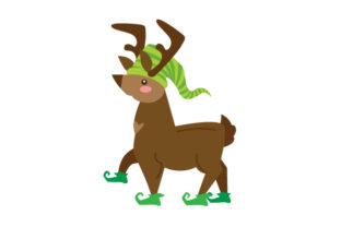 Reindeer Wearing Elf Shoes and Elf Hat for Christmas Campaigns