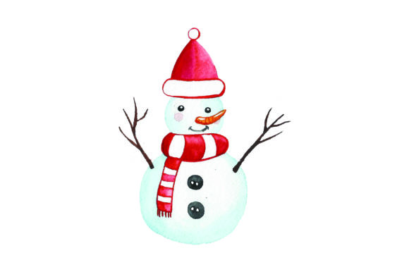 Snowman with Santa Hat - Christmas Graphic Design Asset