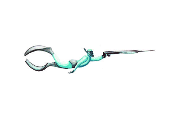 Spearfisherman - Watercolor for Christmas Crafting